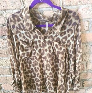 Free People Leopard Print Blouse